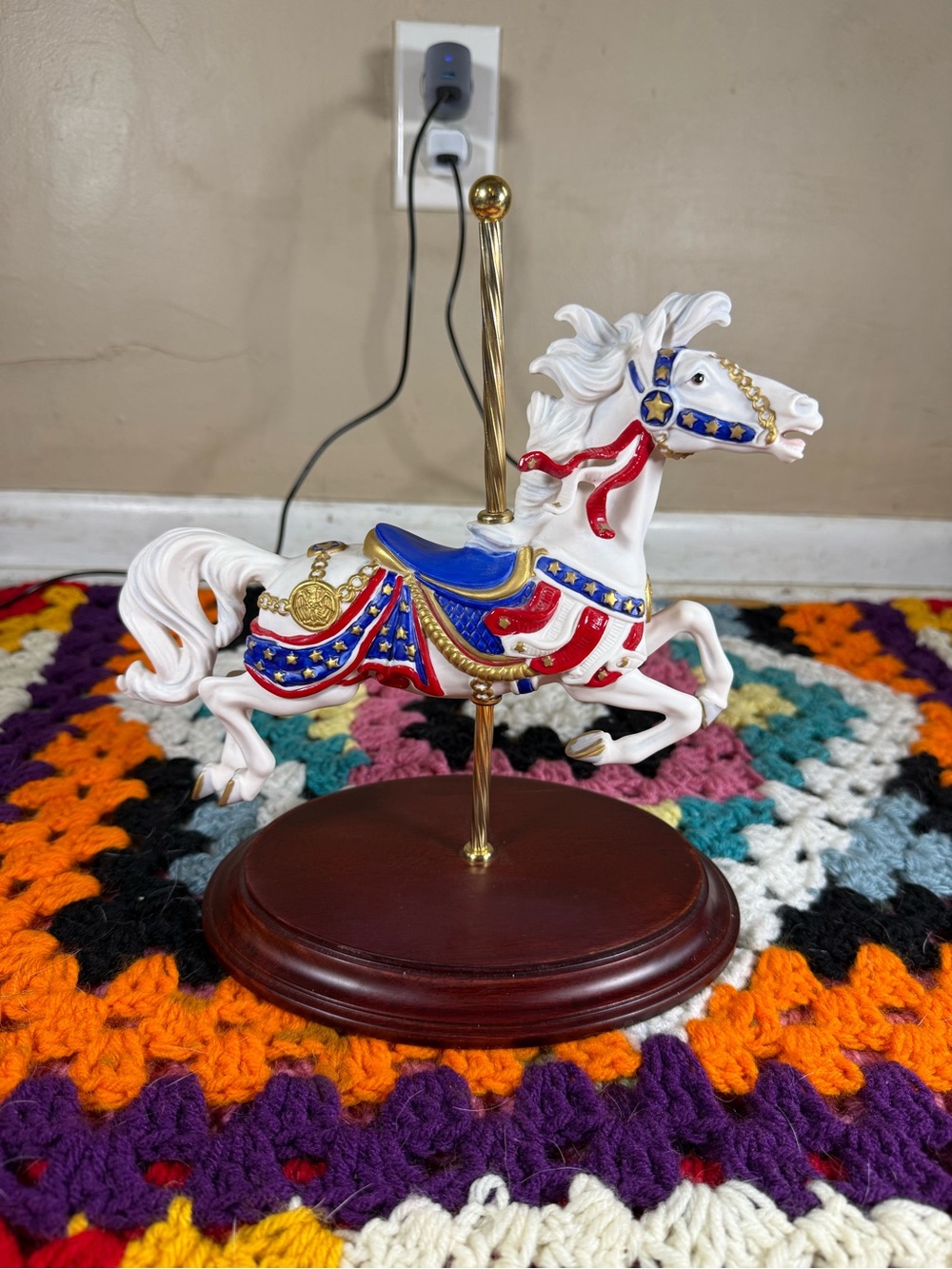 Vintage 1990 The Franklin Mint American Glory Porcelain Horse Figurine